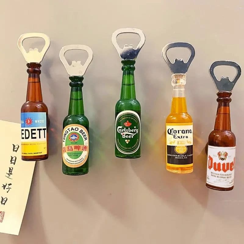 Beer bottle opener fridge magnet, creative magnetic bottle opener for camping and beverages