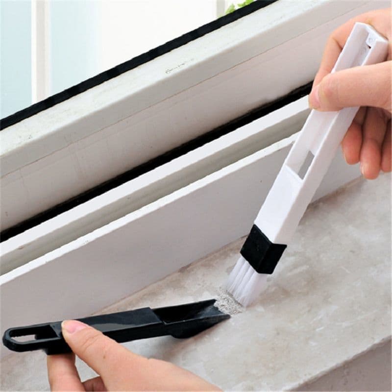 Window cleaning brush for sills, gaps and grooves