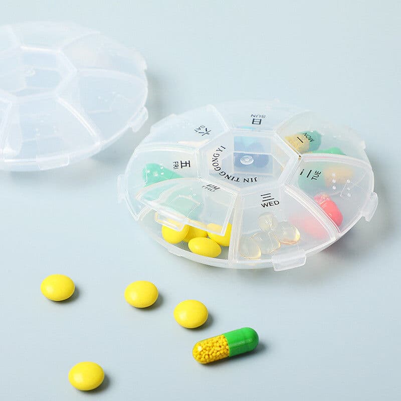 Large-Capacity Portable Weekly Pill Organiser with 7-Day Morning/Evening Compartments – Mini Travel Tablet Storage Box