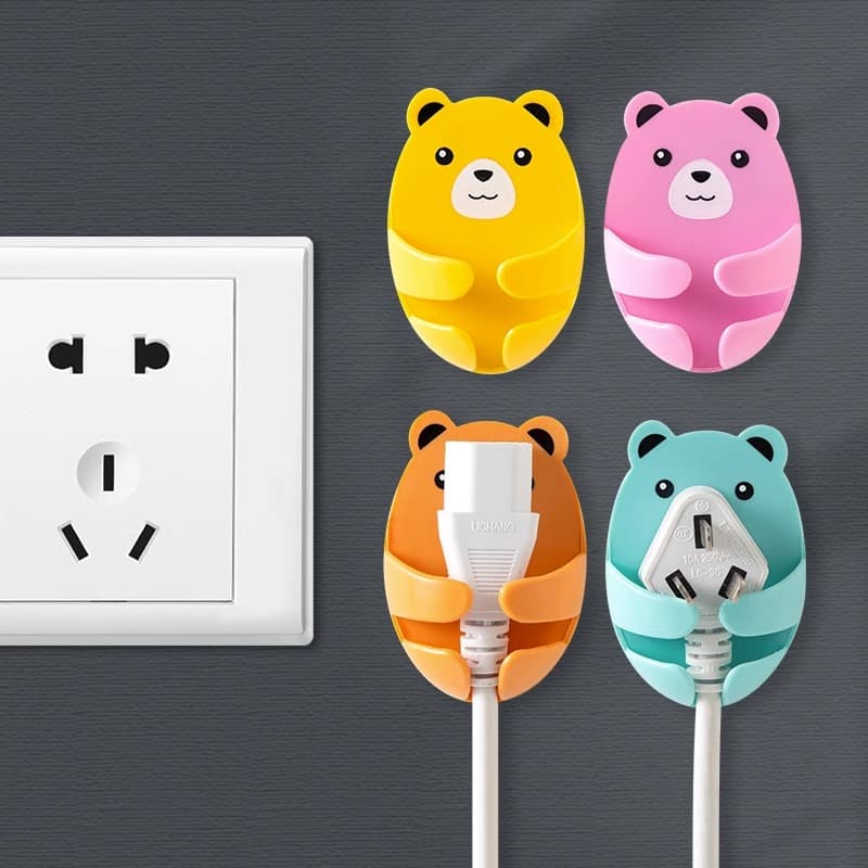 Multipurpose Plug Hook Adhesive Wall Mount with Strong Glue, No Drilling, for Kitchen Socket and Power Cord Storage