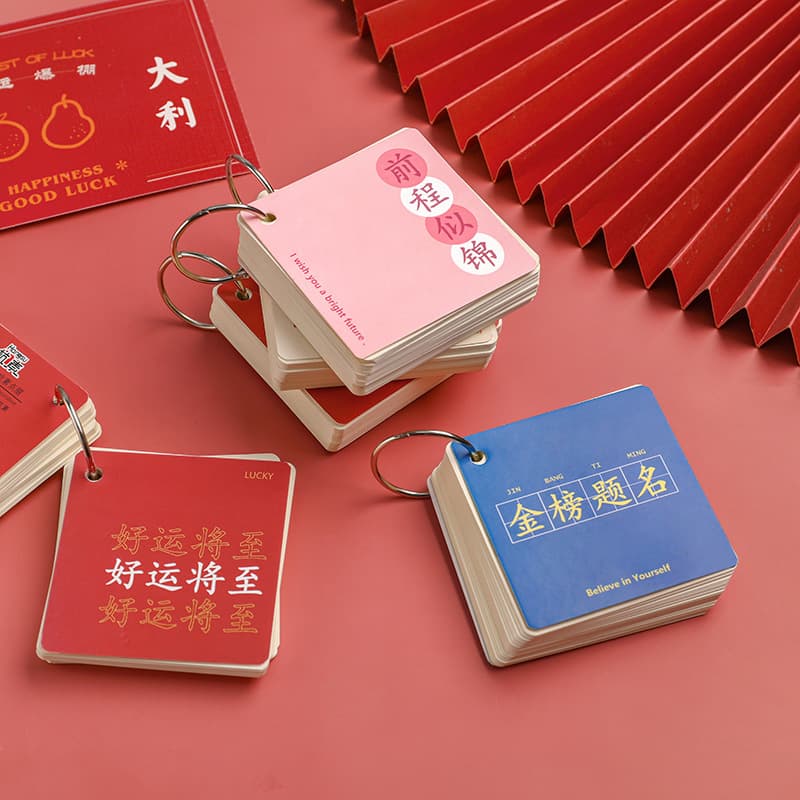 Iron ring small notebook, pocket-sized blank word memory card, cute cartoon simple style for students
