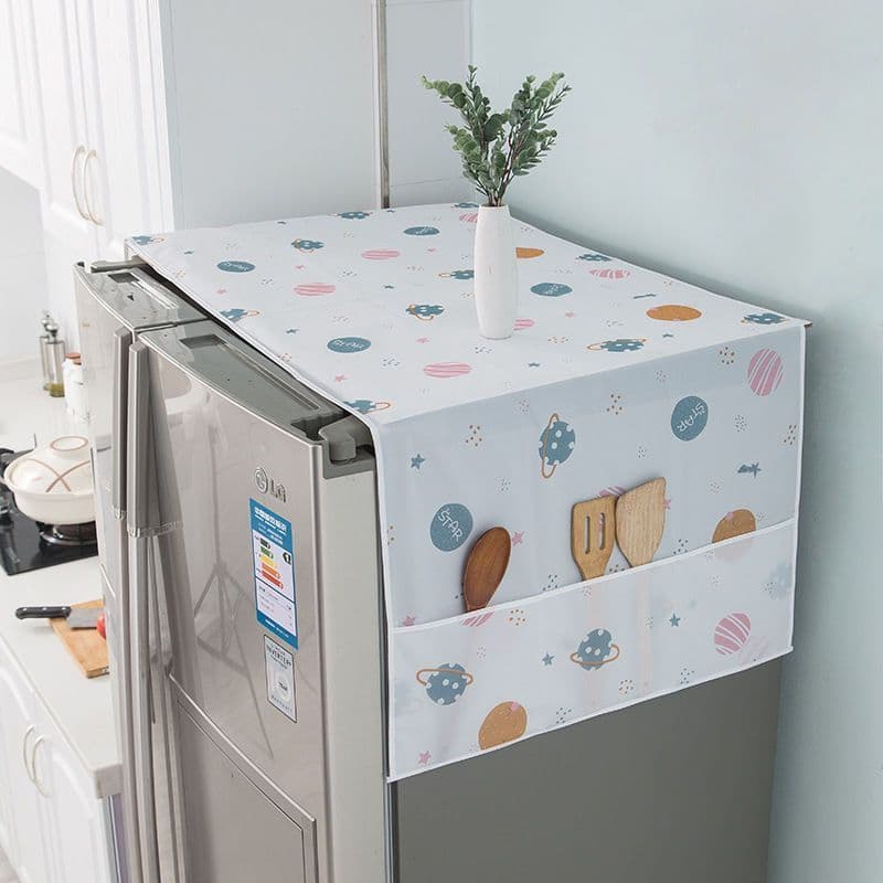 New stylish minimalist PEVA fridge dust cover, waterproof and oil-proof, thickened, with side pockets for washing machine storage cover