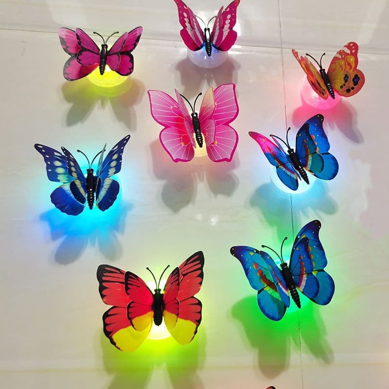 Glow-in-the-Dark Butterfly Wall Stickers, 3D Self-Adhesive, LED Light, for Bedroom, Living Room, Kids Room, Elderly Room