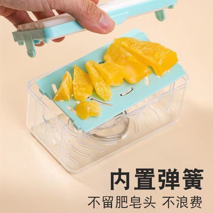 Multifunctional soap box with brush holder, no-rub foaming, home storage, drainage rack