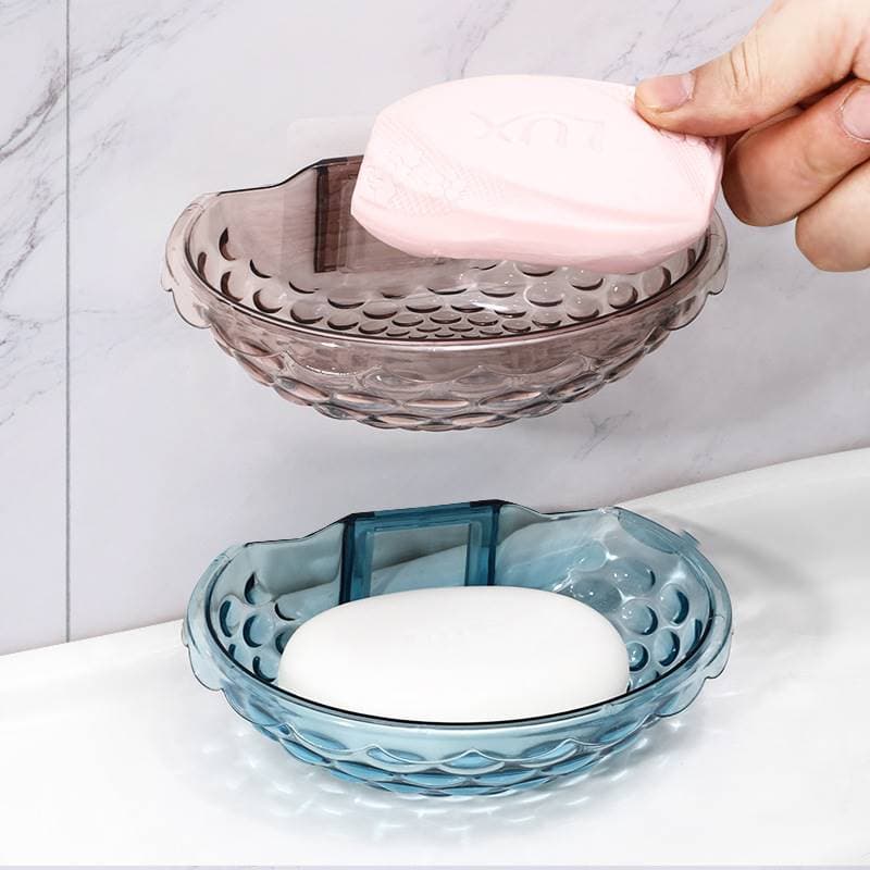 Shell-shaped Transparent Soap Dish, Adhesive, No-Drilling, Bathroom Soap Holder