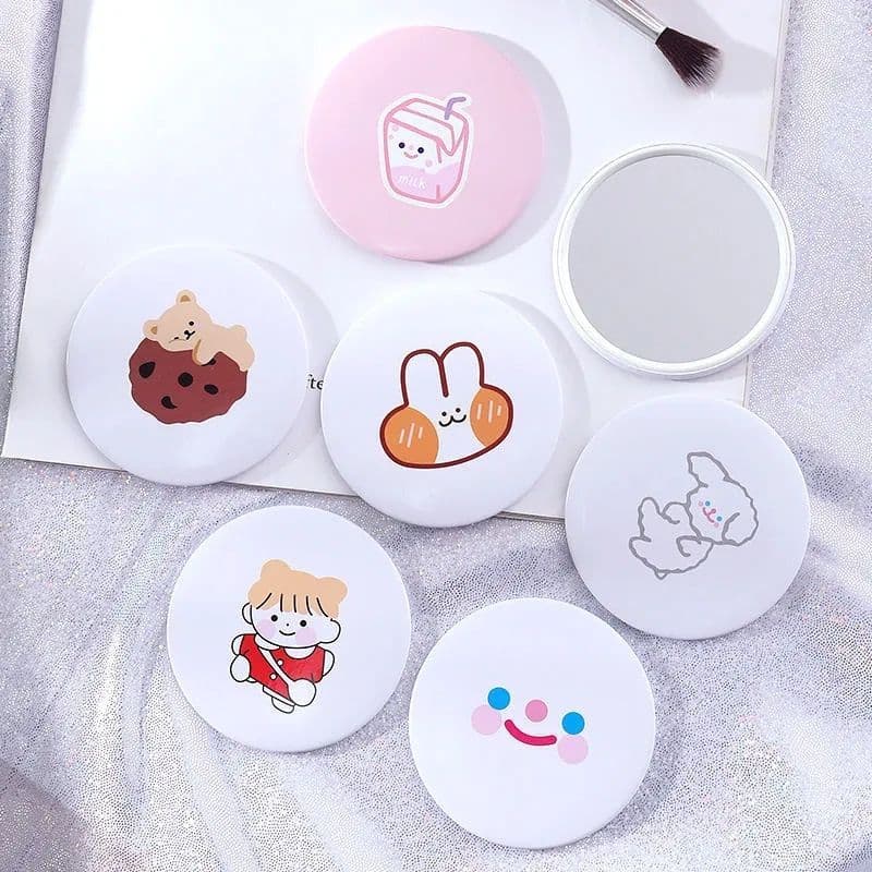 Creative Round Pocket Makeup Mirror for Women, Mini Portable Cute Mirror