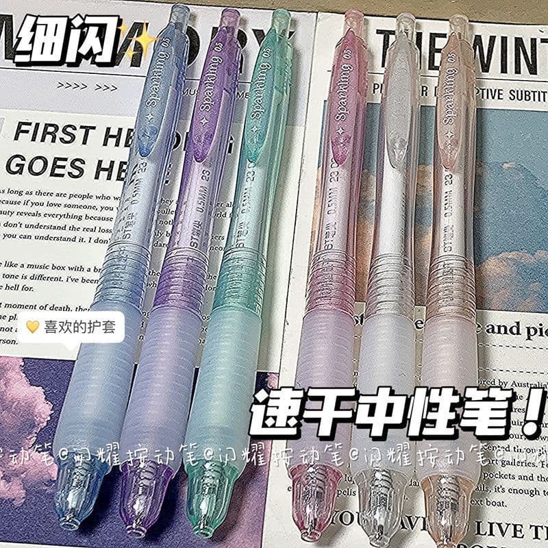 Exam Season New Fine Sparkle Mute Gel Pen High-Value Girl Student Quick-Dry ST Exam Pen