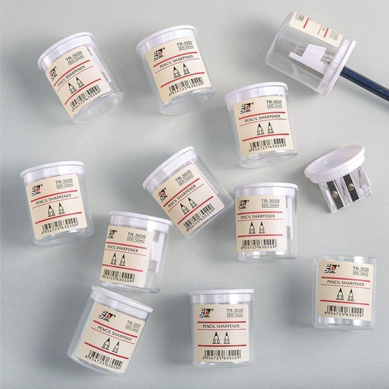 Transparent Dual-Hole Pencil Sharpener, Round Design, Student Use, Portable for Sketching Pencils