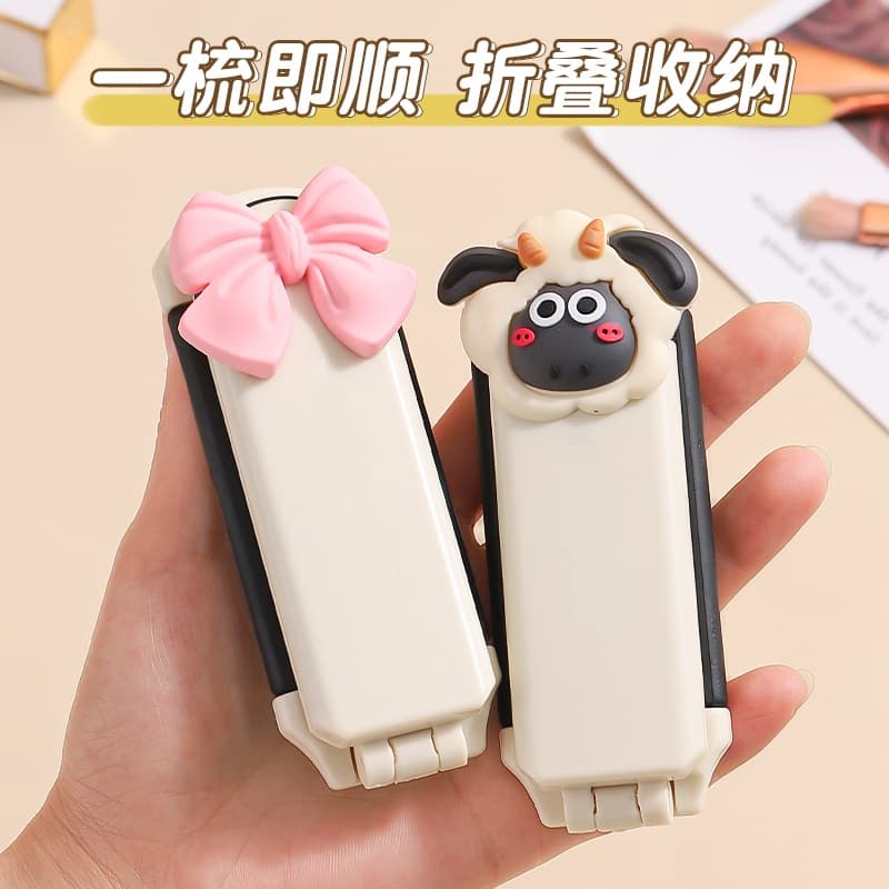 Foldable Air Cushion Comb - Compact Portable Comb with Mirror