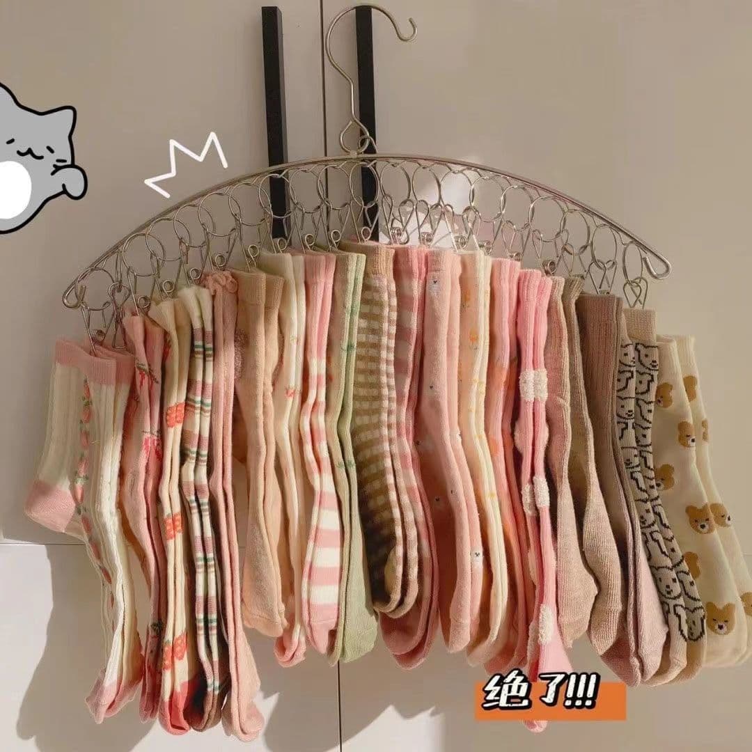 Extra Thick Multi-Clip Sock Hanger for Home and Dorm Use