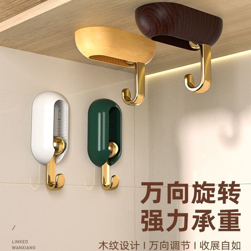 Creative Strong Adhesive Rotating Hook, No-Drill, for Kitchen Wall, Load-Bearing, Behind Door, Backpack, Seamless Adhesive Hook
