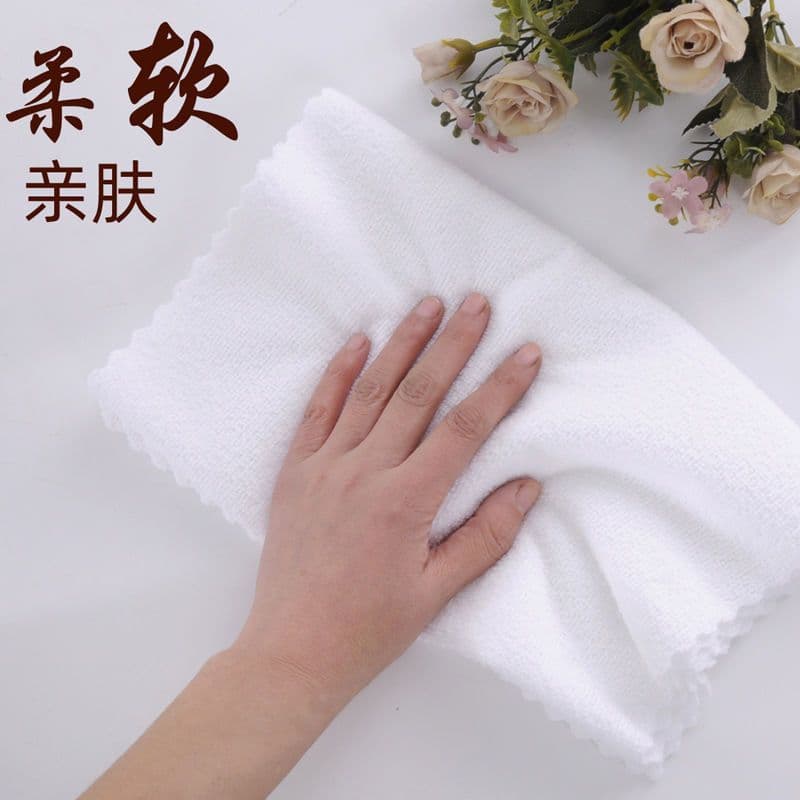 White Thick Towel Disposable Hotel Bath Towel Non-Shedding Absorbent White Face Towel