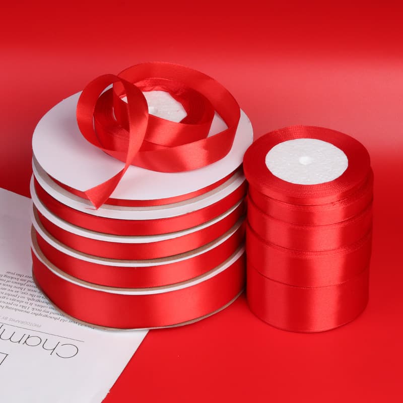 Red Ribbon Satin Gift Wrapping Ribbon, Balloon Decorative Ribbon, Wedding Party Decorative Ribbon