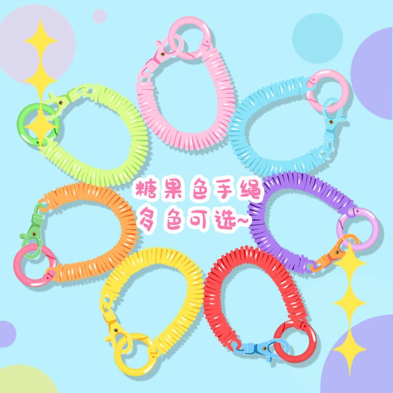 Macaron colour anti-loss card holder with spring cord, lanyard, elastic strap, creative design for elderly and students, access card holder