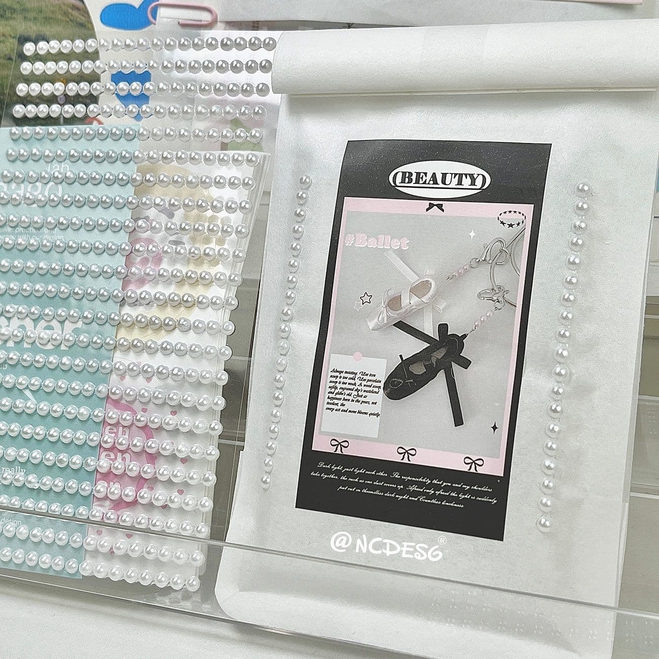 Pearl Chain Decorative 3D Pearl Stickers DIY Accessories for Packaging