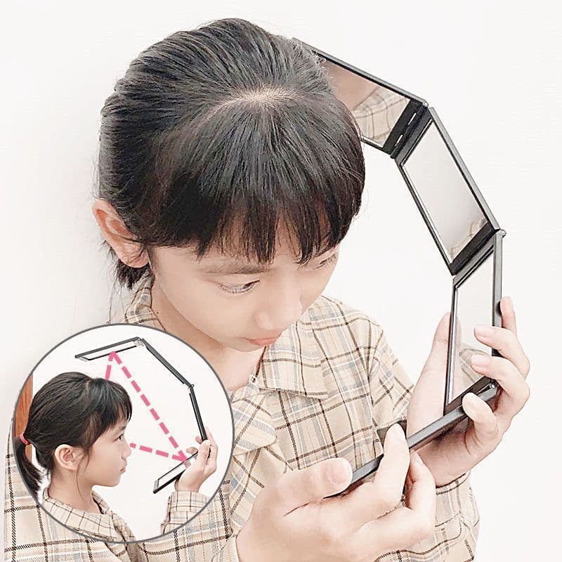Four-Panel Folding Mirror for DIY Haircuts – View Back of Head, Portable