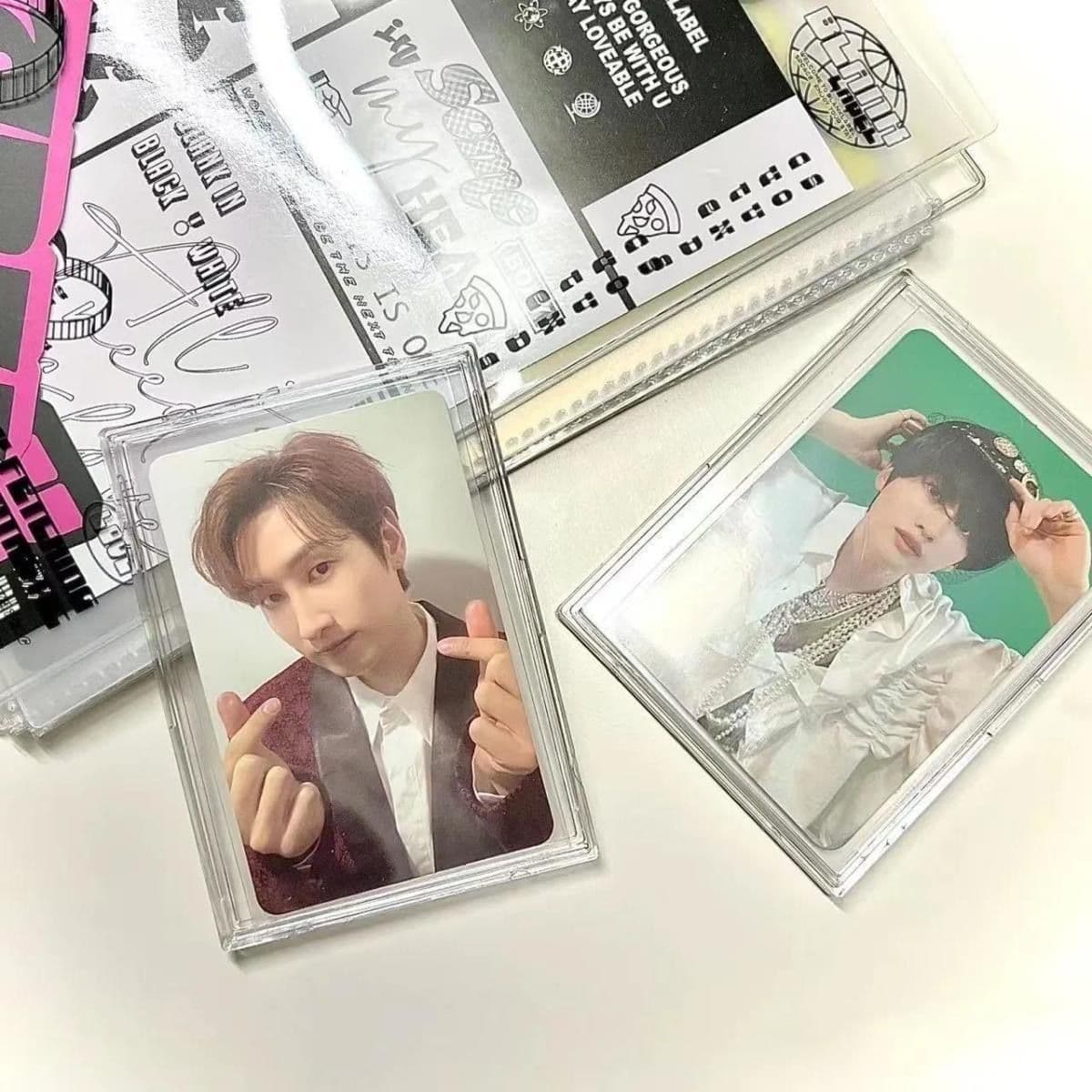 Acrylic Card Brick Transparent Shell Star Small Card Photo Card Storage Protective Cover Snap-on Hard Plastic Card Sleeve Card Brick