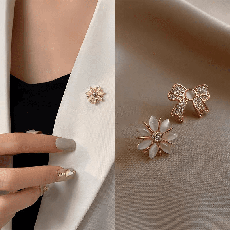 Anti-flash Spring/Summer Chanel-style Cufflinks for Women, Simple Fashion Versatile No-sew Shirt Pin Accessory