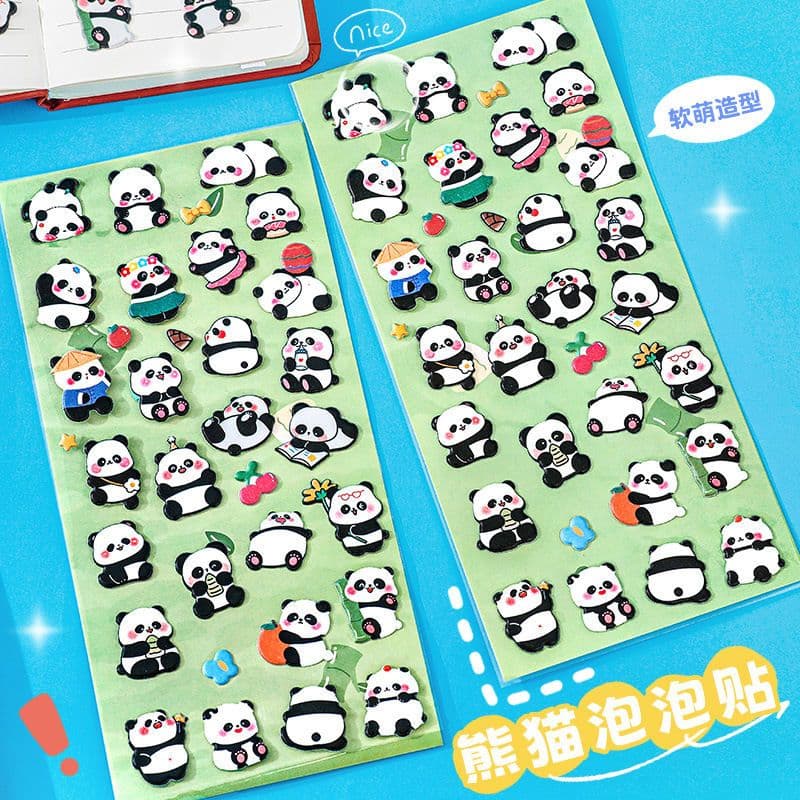 Panda Sticker Puffy Sticker Foam Sticker Cartoon Kids Student Prize Gift DIY Decoration Baby Sticker