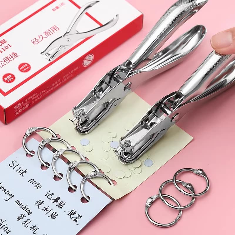 Manual round hole punch for paper, cards, and small crafts; for binding loose-leaf notebooks and files