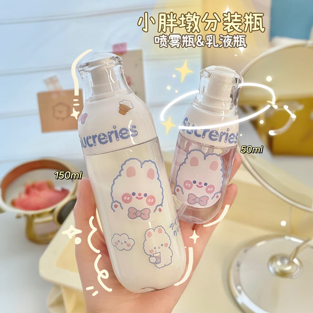 Simple stylish press portable refillable bottle, cartoon animal spray bottle for girls, empty cosmetic spray bottle, cleanser dispenser
