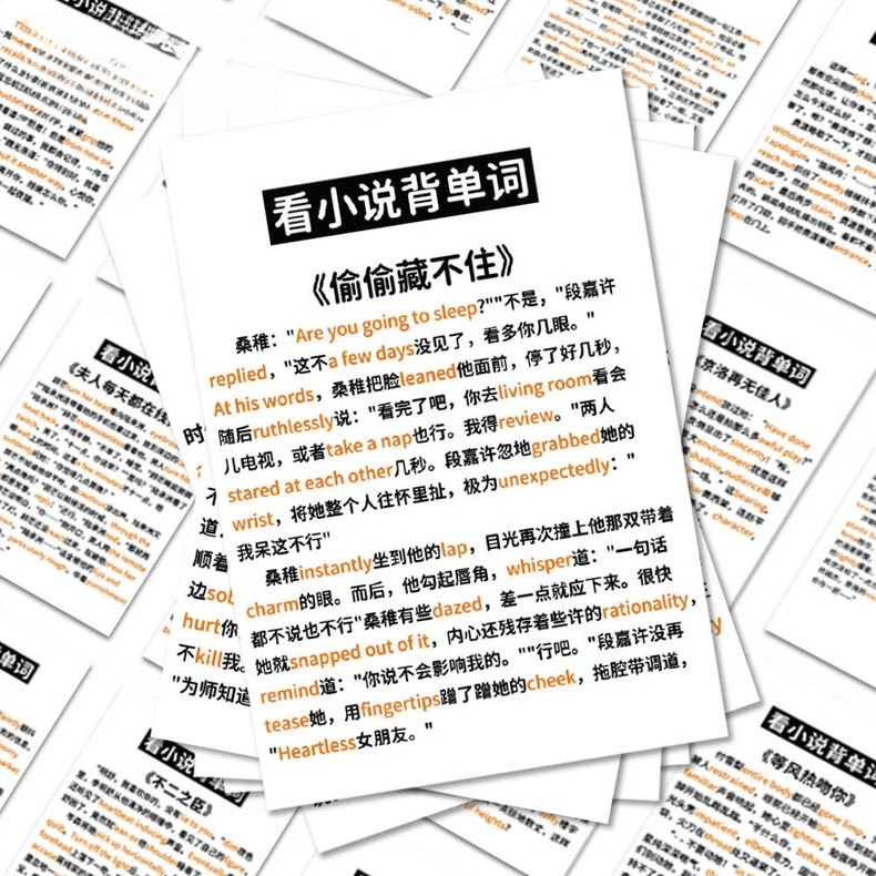 Novel Vocabulary Sticker – English-Chinese Phone Case Decal, Waterproof, Creative, Fun, Popular Novel Theme
