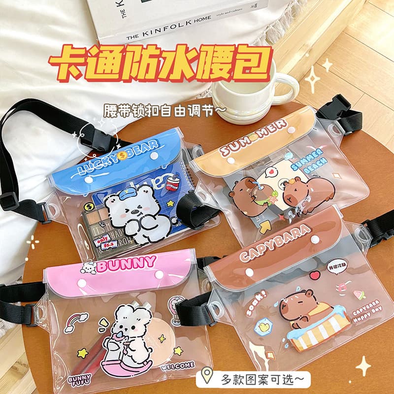 Cute Waterproof Phone Pouch Cartoon Touch-Screen Swimming Waist Bag