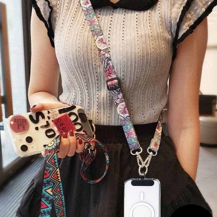 Premium retro totem crossbody strap, long, adjustable, anti-lost phone lanyard