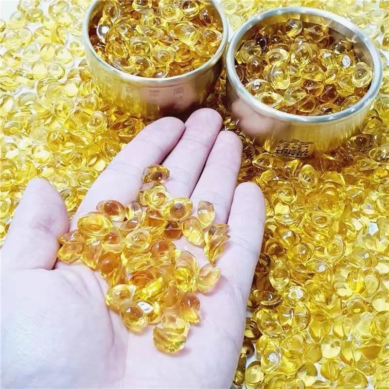 Coloured Glass Citrine Ingot Ornament for Business Opening Gift