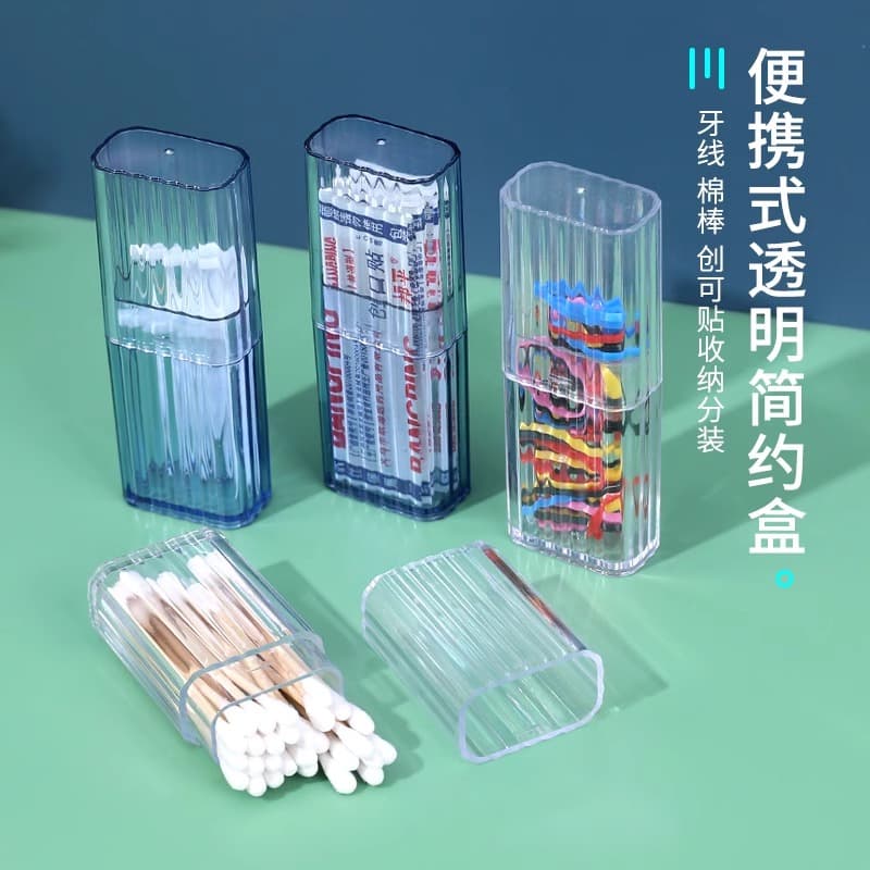 Mini Clear Storage Box for Band-Aids, Cotton Buds, Lip Brush, Toothpicks, Dental Floss - Dustproof