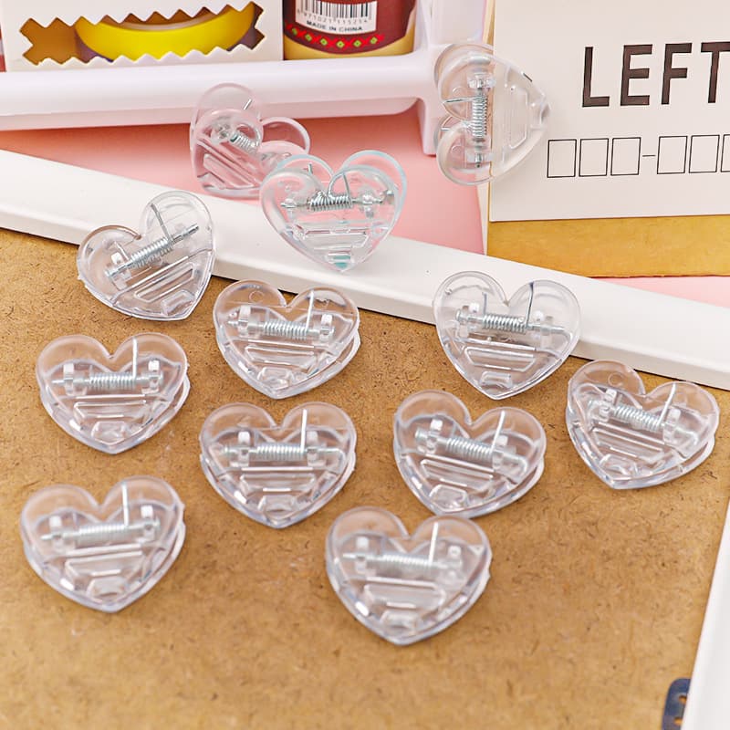 Heart-shaped clear plastic mini invoice clip, multifunctional exam paper and book folder for students