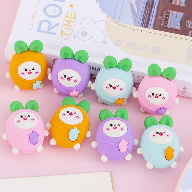 Creative Cartoon Cute Rabbit Carrot Eraser Student Stationery Prize