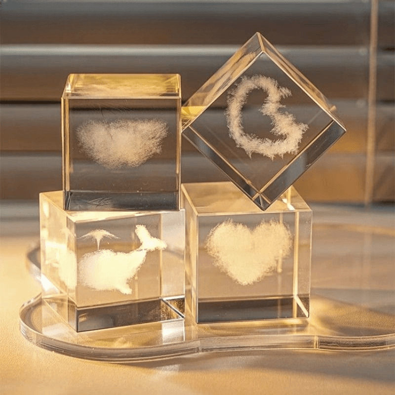 Adopt a Cloud Novelty Cloud Cube Crystal Glass Desktop Decor