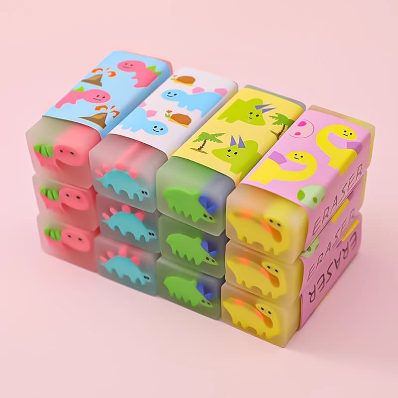 New Cartoon PVC Eraser with Fruit Centre, Clean Eraser for Students, School Supply, Prize