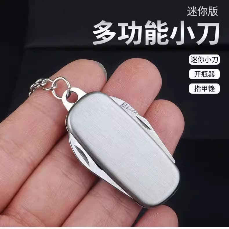 Multipurpose outdoor folding knife model multi-tool keychain accessory