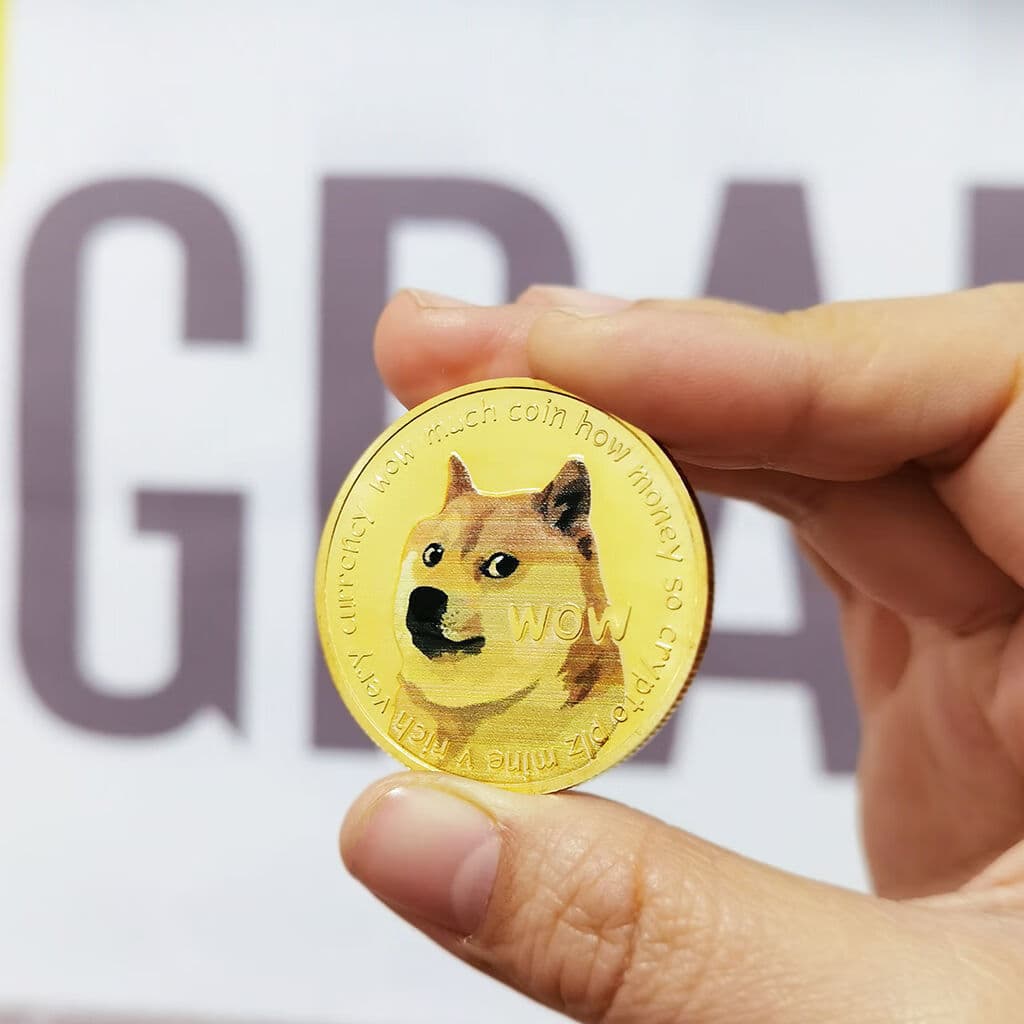 Dogecoin coin collectible desk ornament – 3D relief commemorative coin, lucky coin, crypto coin, metal