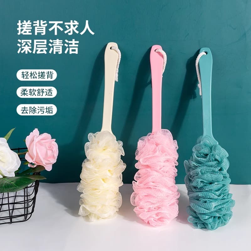 Bath Brush with Loofah, Long Handle Back Scrubber