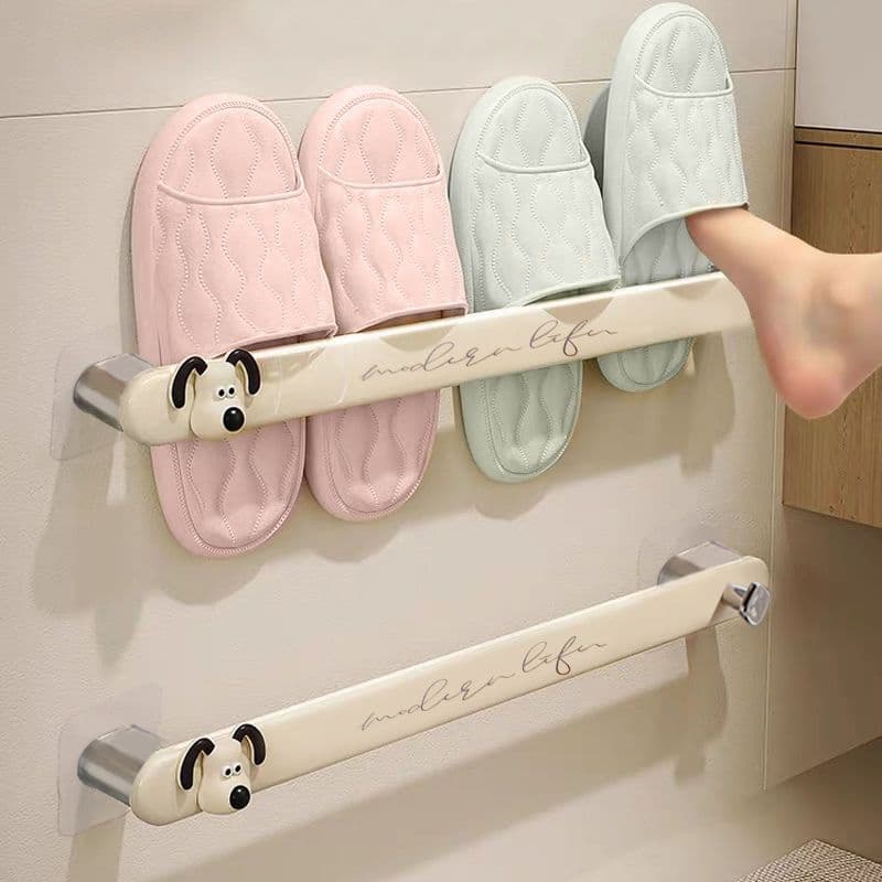 Bathroom Slipper Rack, No-Drill Wall-Mounted, Behind-Door Shoe Storage Organiser