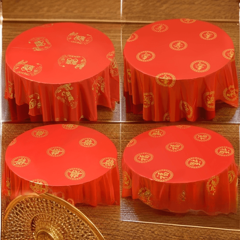 Disposable Tablecloth for Weddings Red Round Tablecloth