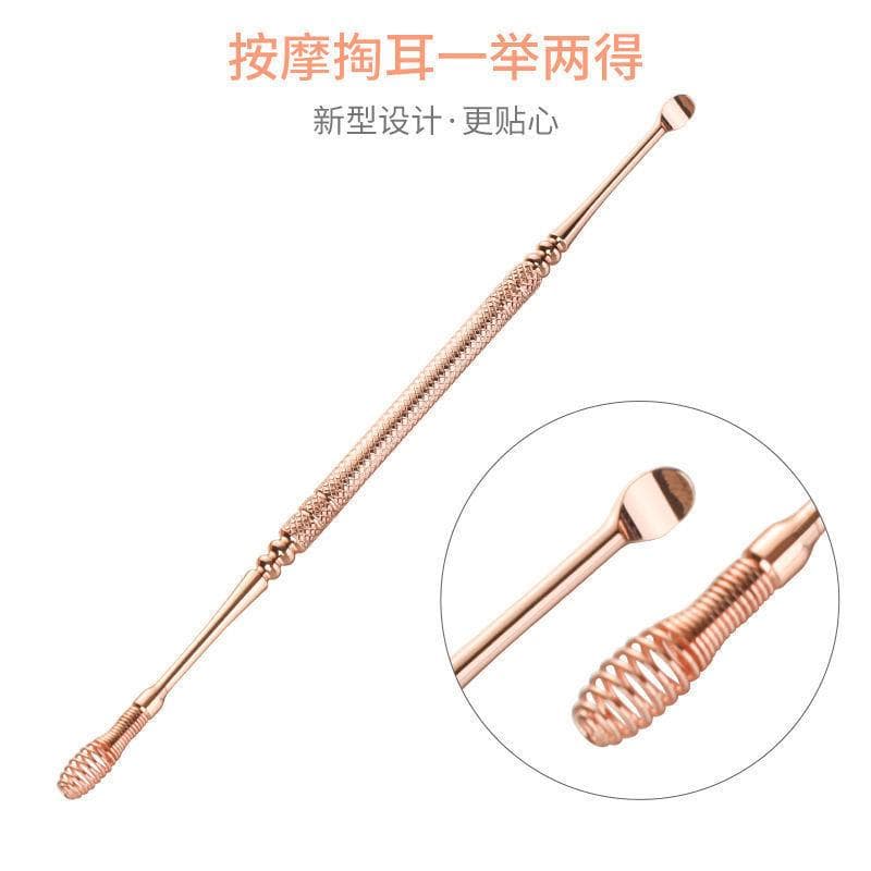 Spiral Ear Scoop Spring Ear Cleaner, New Style Massage Ear Pick, Double-Head Two-in-One Rotating Ear Cleaner