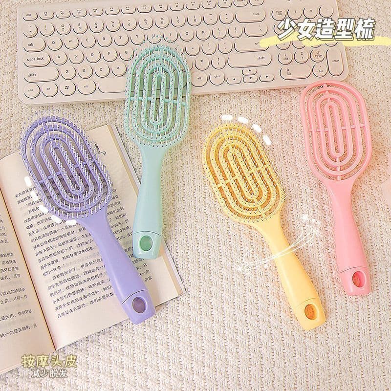 Elastic rib comb, cute women's detangling comb, portable massage comb, student dorm comb