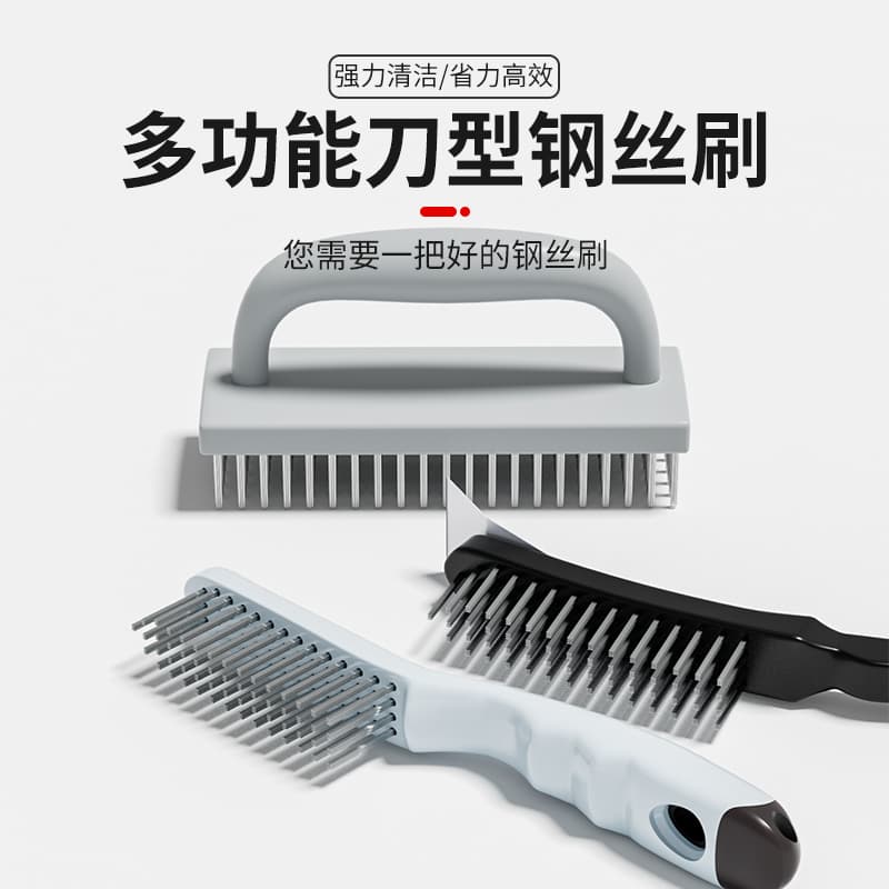 Stainless Steel Wire Brush with Handle for Rust Removal and Polishing, Industrial Hard Bristle