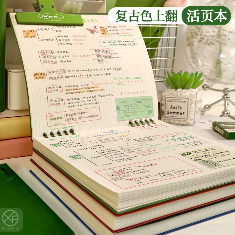2024 New Retro Square Notebook with Flip-Up Binding, Grid Pages