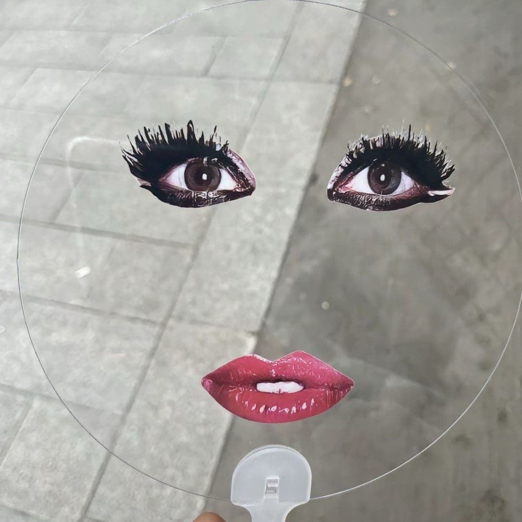 Concert Fan Red Lipstick Fan Celebrity Support Transparent Summer Cooling Prop Abstract