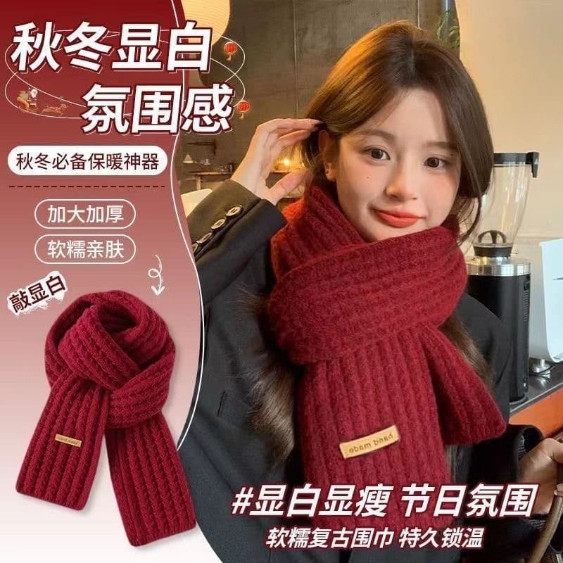 Hand-knitted squirrel fleece scarf, new autumn/winter style, versatile, outdoor cold protection, Korean-style, cute couple knit scarf