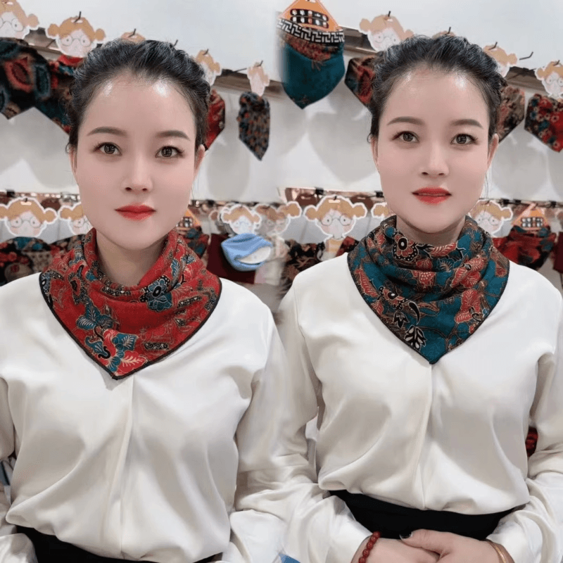 New winter neck warmer scarf for women, double-sided, versatile triangle scarf with faux collar, stylish double-breasted scarf