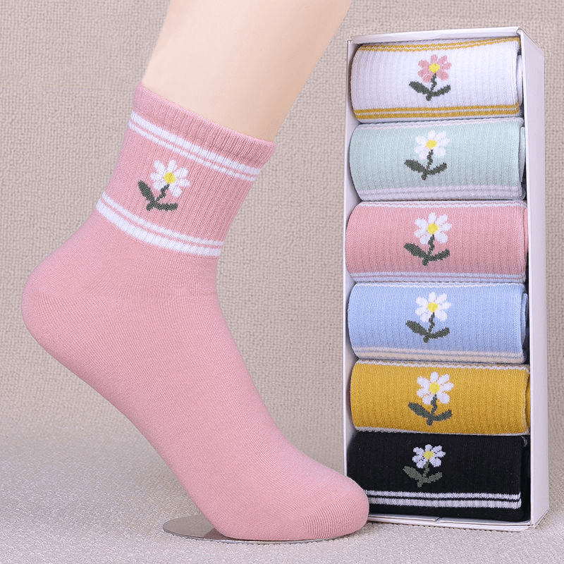 Women's thick cotton mid-calf socks, autumn/winter, solid colour, cute style