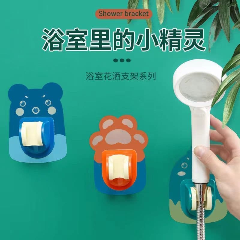 Bathroom Shower Head Holder Bracket, No-Drill Adjustable Base, Strong Adhesive Wall Mount