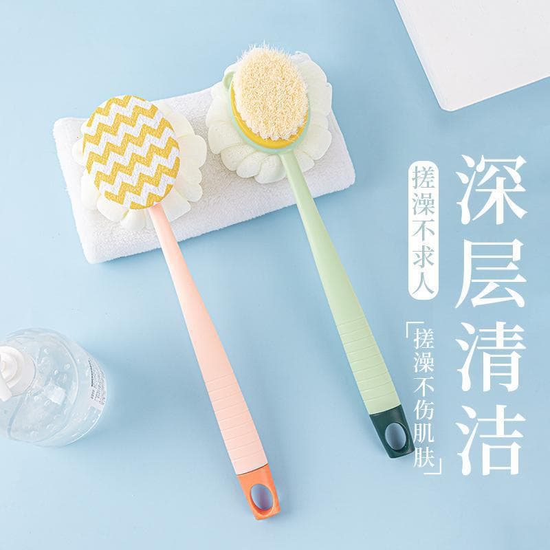 Long-handled back scrubber brush for shower