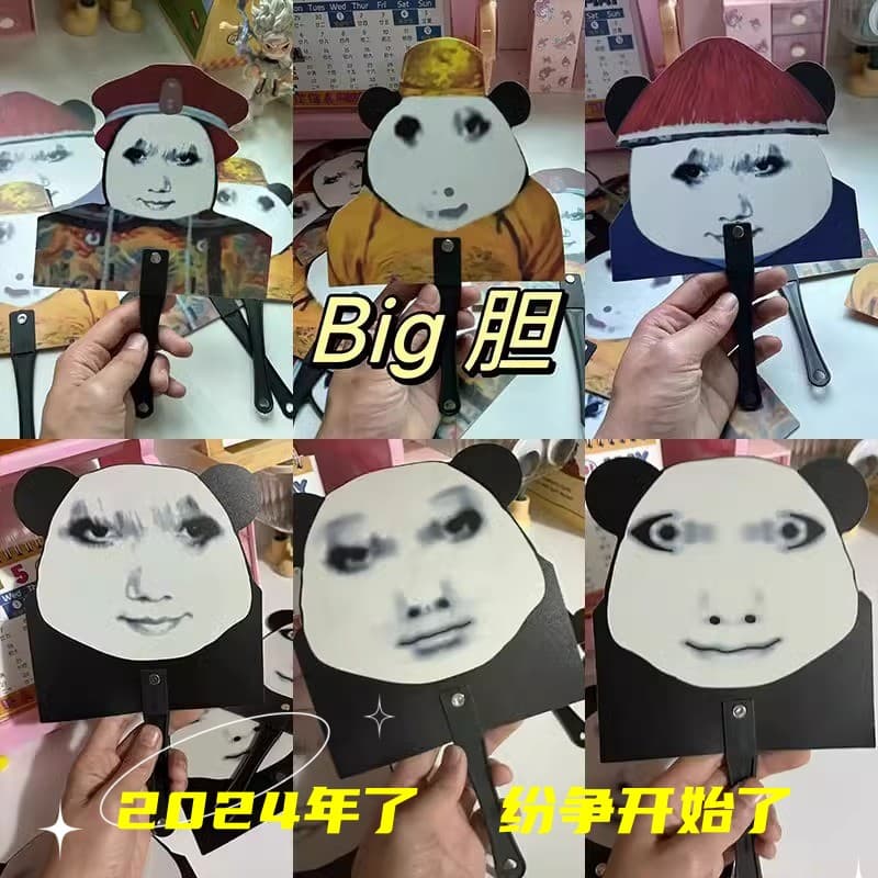 Dragon Pattern Fan - Cute Handheld Shaped Fan for Students, Mini Hand-Cranked Gift, Emoji Round Fan